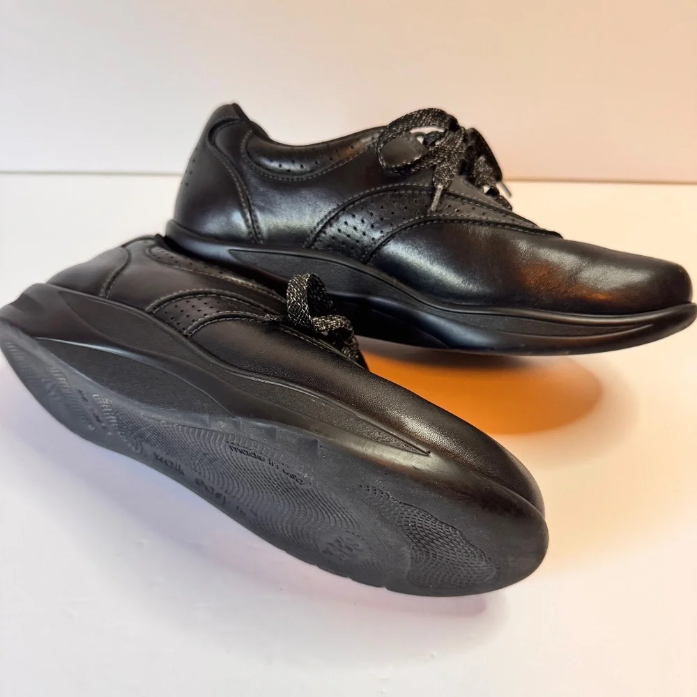 SAS Walk Easy Shoes Women’s 7N Lace Up Black Leather Comfort Walking USA‎ Made